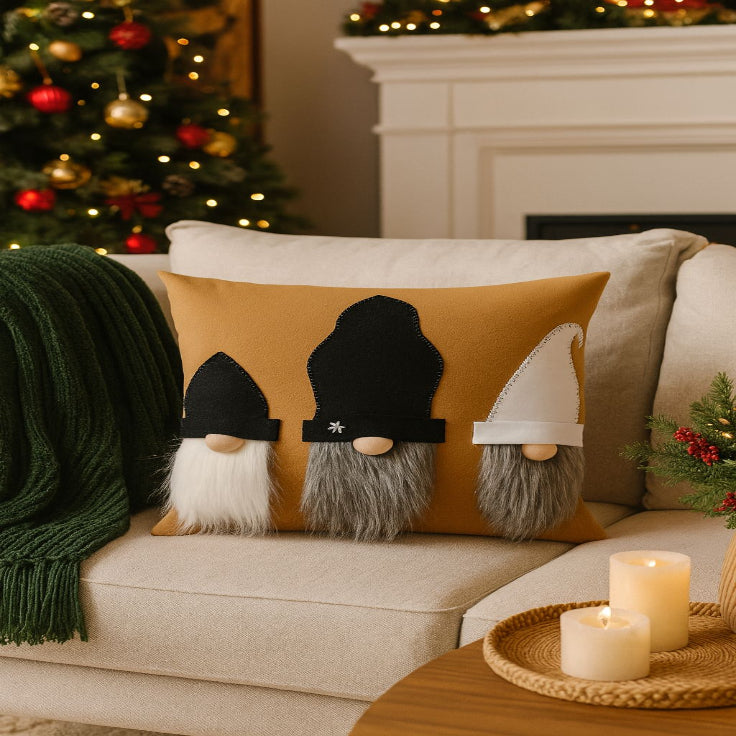 Cojín Navideño Gnomos Café Promoción