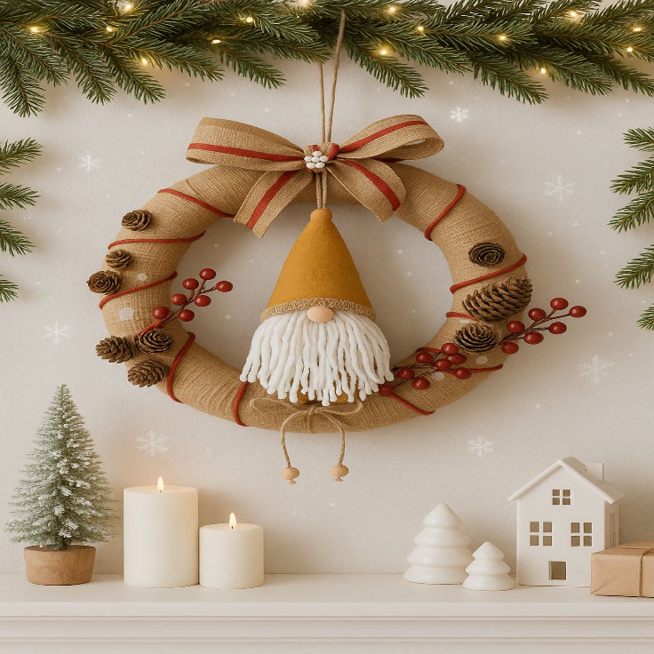 Corona Navideña Gnomo Café