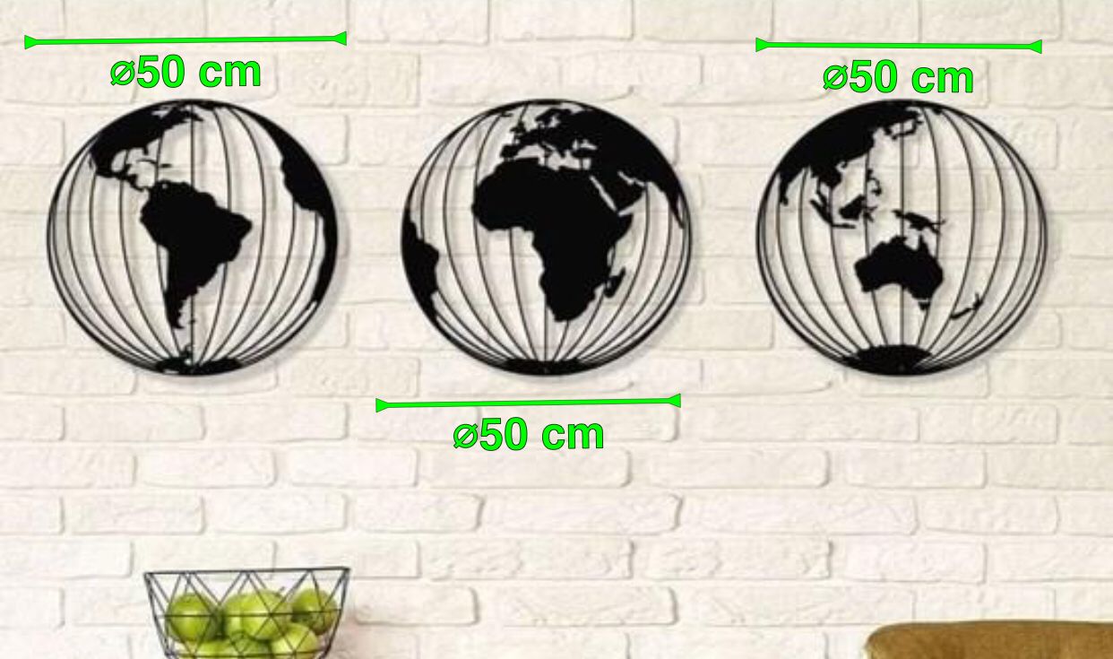3 Apliques de pared Mapamundi Globo