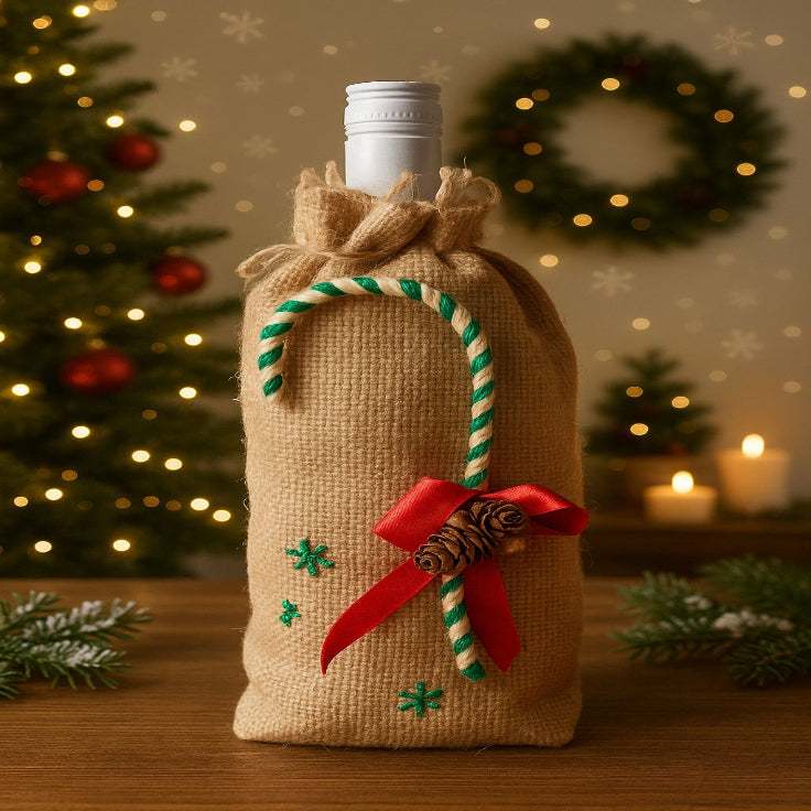 Botellero Navideño Bastón de Caramelo Delgado Promoción