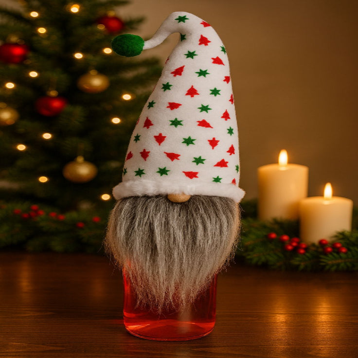 Gorro Navideño para Vino Papá Noel Blanco Promoción