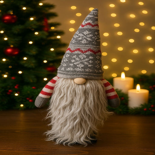 Gorro Navideño para Vino Gnomo Gris Promoción