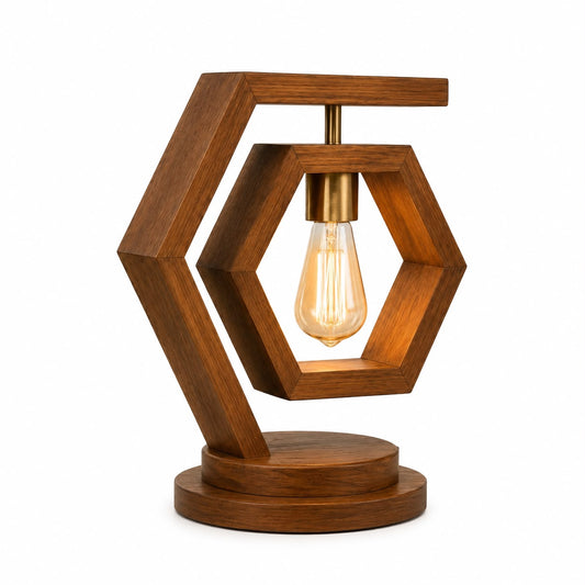 Lámpara de madera mesa Bequia
