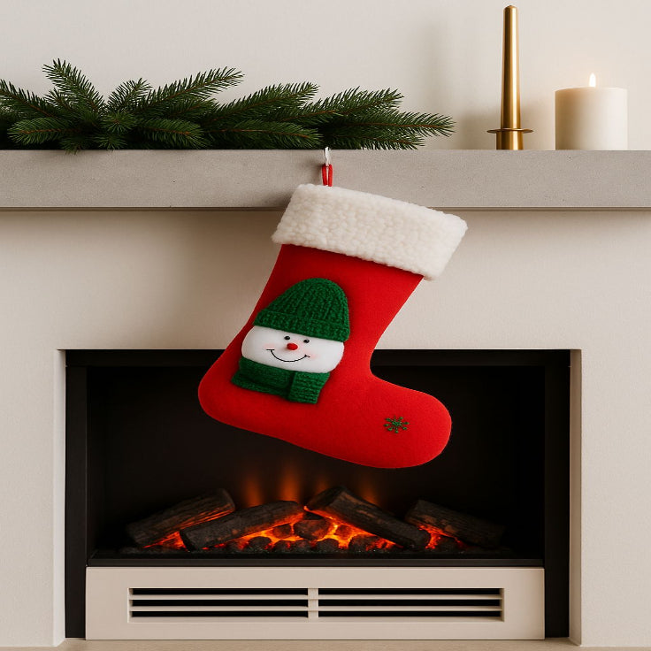 Bota Navideña Muñeco de Nieve Gorro Verde Promoción