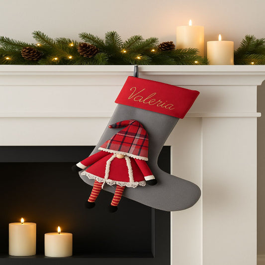 Bota Navideña Gnomo Gris Promoción