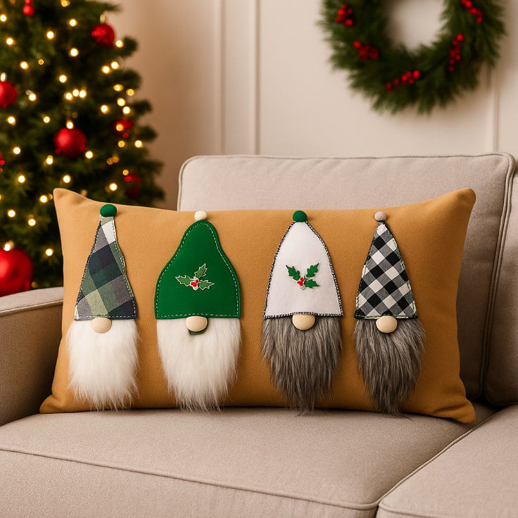 Cojín Navideño Gnomos Café Grande Promoción