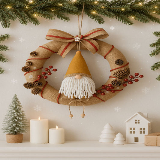 Corona Navideña Gnomo Café